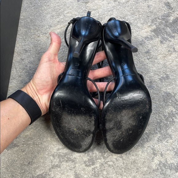 Yves Saint Laurent YSL Cassandra Logo Medallion Stiletto Heels Sandals Black 40 - Picture 10 of 16